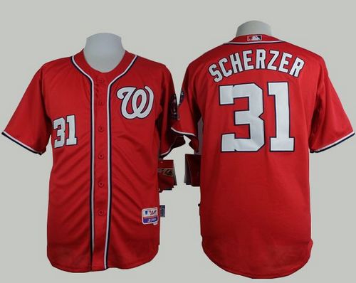 Nationals #31 Max Scherzer Red Cool Base Stitched MLB Jersey - Click Image to Close